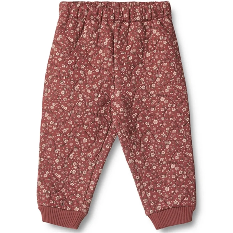 breath stretch pants -Wheat Thermo Red Flowers Pants Alex