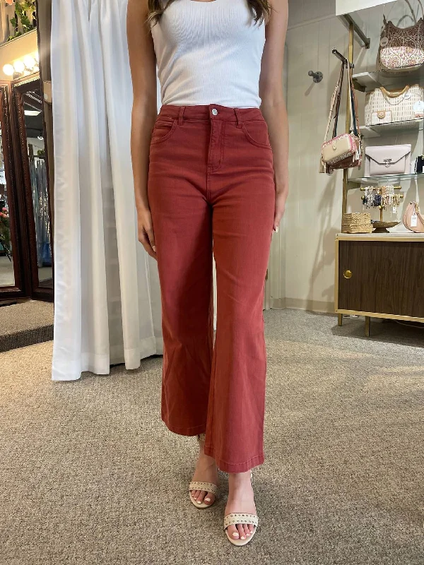 bell edge pants -Wide Leg Pants In Rust