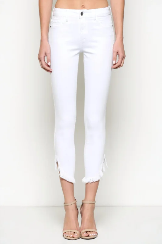 round waist pants -Women's Adele High Rise Frayed Skinny Jeans In White