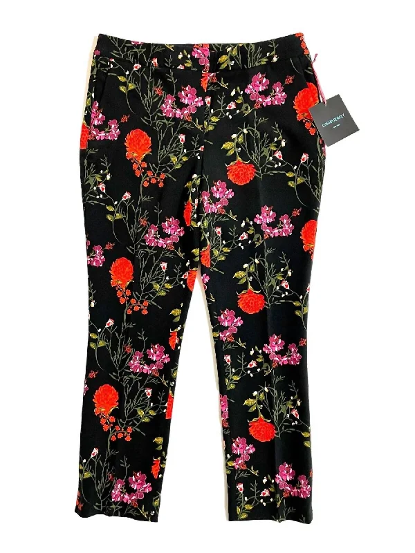 solid pattern pants -Women's Cropped Floral Print Cigarette Leg Pant In Multicolor