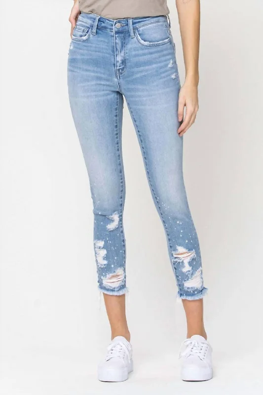 active weave pants -Women's Paint Splatter Crop Skinny Ankle Jean In Light Wash