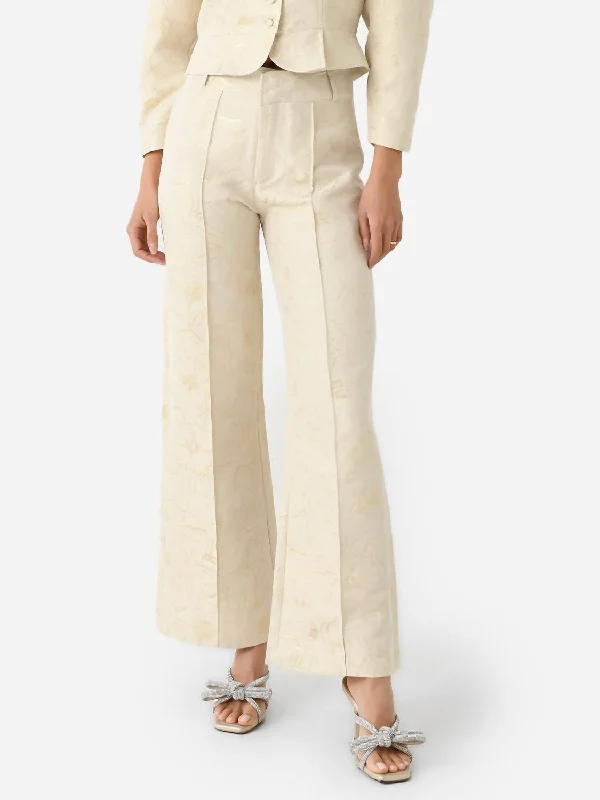 layered leg pants -Yoshitomo Smart Jacquard Pant In Ecru/gold